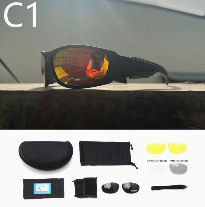 Tactical Wraparound Shooting Glasses – Impact-Resistant, Dust-Sealed