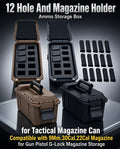 12-Magazine Storage Box – Foam-Lined, Black or Tan