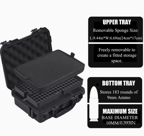 9mm Ammo & Pistol Storage Case – 2 Pistols, 6 Magazines, 423 Rounds