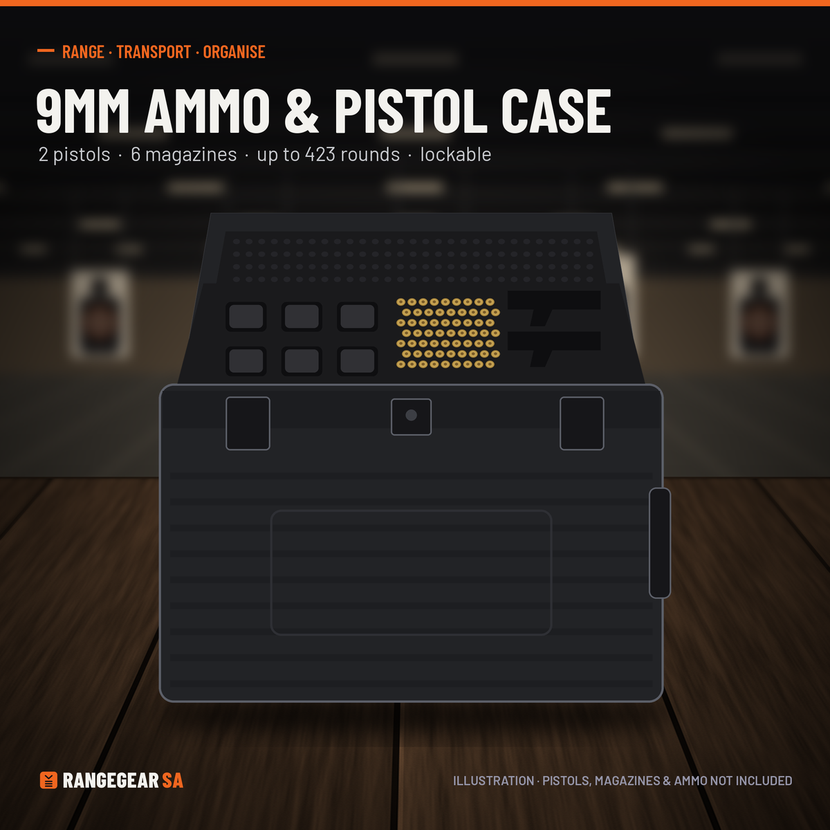 9mm Ammo & Pistol Storage Case – 2 Pistols, 6 Magazines, 423 Rounds
